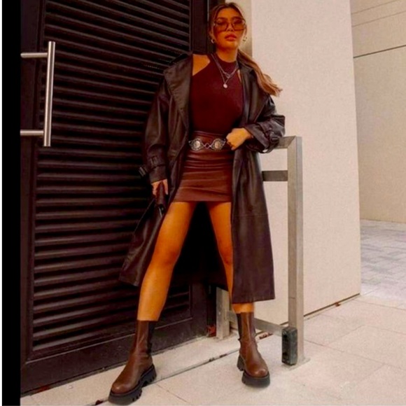 Zara LOW HEELED LUG SOLE LEATHER ANKLE BOOTS 7.5/38 NEW - Picture 2 of 14